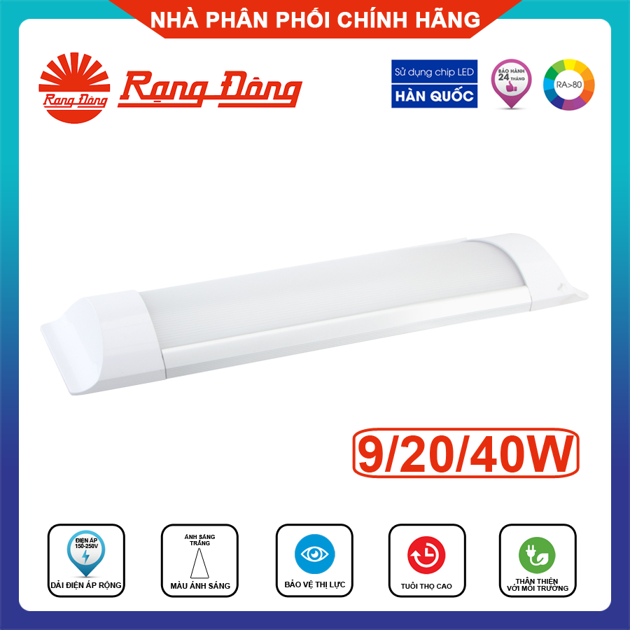 Rạng Đông, BH 2 năm, Bộ Đèn Led Bán Nguyệt Mica M26 1m2 40W, 0.6m 20W, 0.3m 9W, Chip led Samsung Siêu Sáng, Bền Đẹp