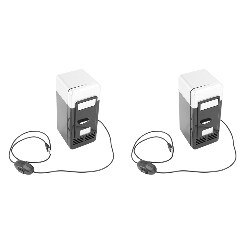 Bán Chạy 2 chiếc tủ lạnh mini USB Tủ đông lạnh nhỏ giọt Tủ lạnh mini USB Tủ lạnh mini SODA nhỏ gọn cho xe hơi màu đen.