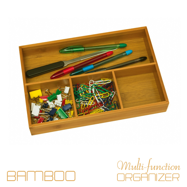 Khay gỗ tre đựng đồ văn phòng nhà bếp chia ngăn đa năng