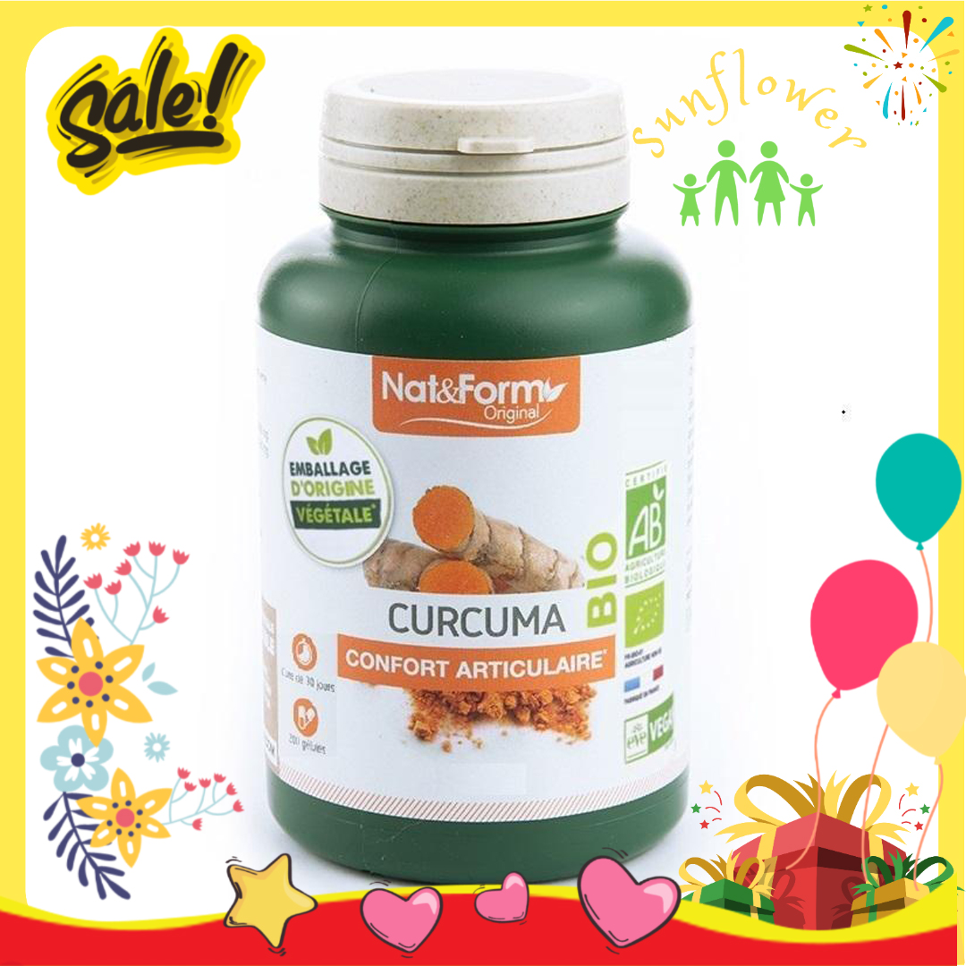 Viên tinh bột nghệ hữu cơ Nat & Form Curcuma Bio 200 viên của Pháp - Shop Sunflower