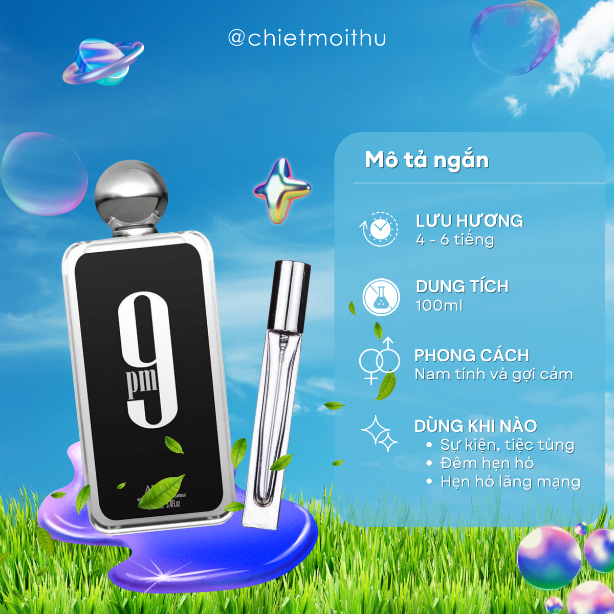 Nước hoa chiết nam afnan 9pm edp 10ml hàng chính hãng