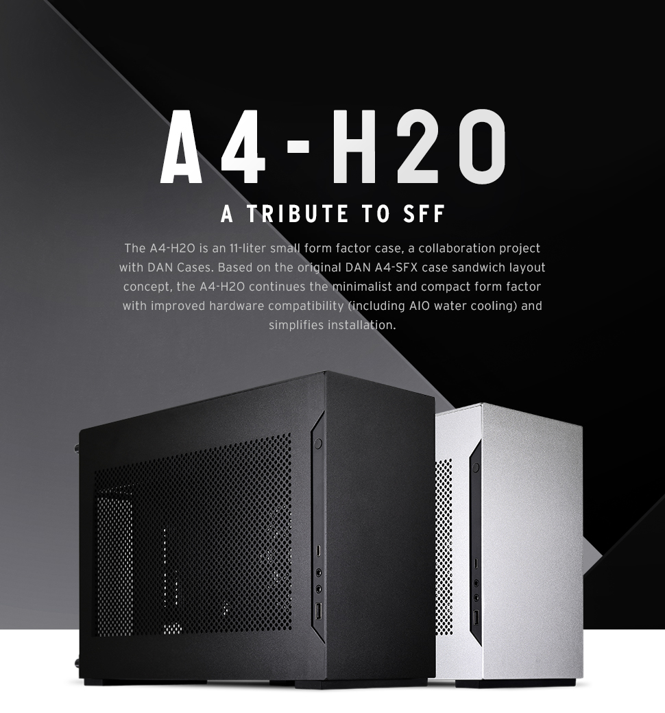 Vỏ case máy tính lian li a4h2o black | silver kèm riser vga pcie 4.0 - chính hãng, a4 h20 x4 a4, mini itx, mitx, htpc