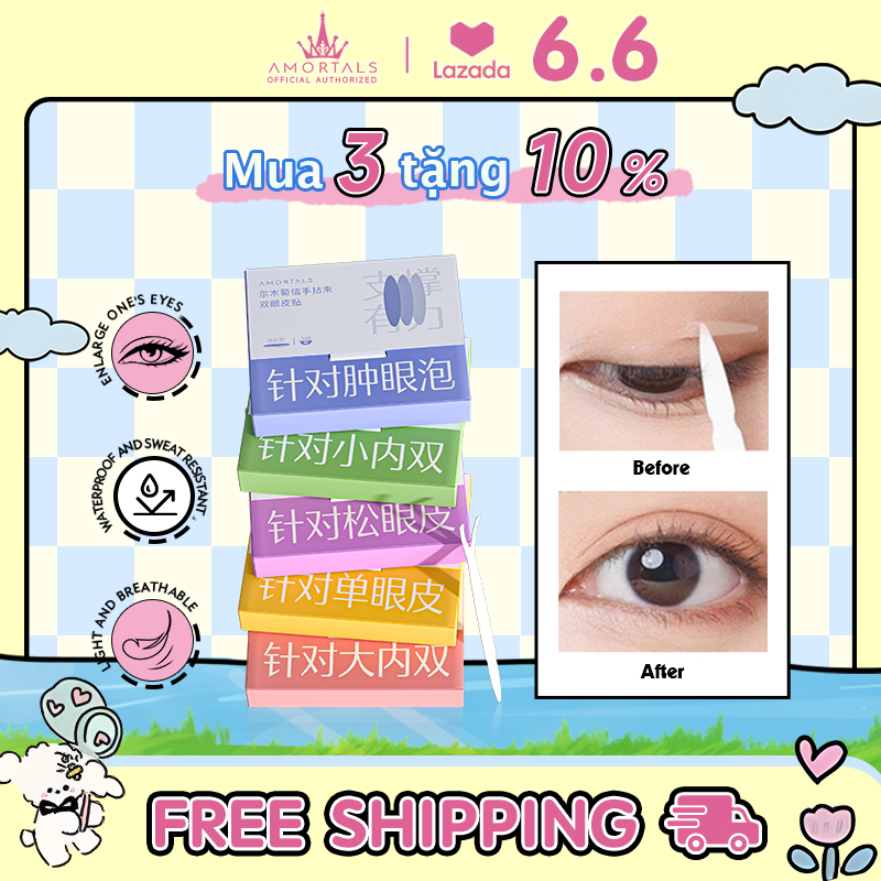 Bộ 200 miếng dán kích mí Vô AMORTALS Hình Mắt To Dụng Cụ Trang Điểm Không Thấm Nước Và Mồ Hôi