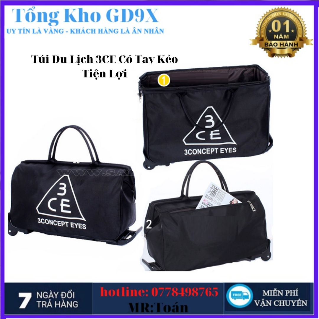 Vali kéo du lịch 3ce ,Túi Du Lịch 3CE Có Tay Kéo Tiện Lợi ,valy du lịch có tay kéo,túi kéo thể thao 3ce, với thiết kế nhỏ gọn kiểu dáng sang trọng tay cầm chắc trẵn cùng hai bánh xe rễ di chuyển chất liệu vải cao cấp BH 6 THÁNG