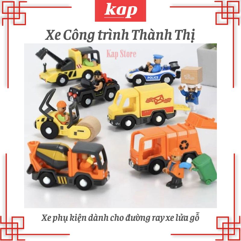 [HCM]Các mẫu xe đồ chơi (đi kèm nhân vật) - xe chơi được trên đường ray xe lửa gỗ.