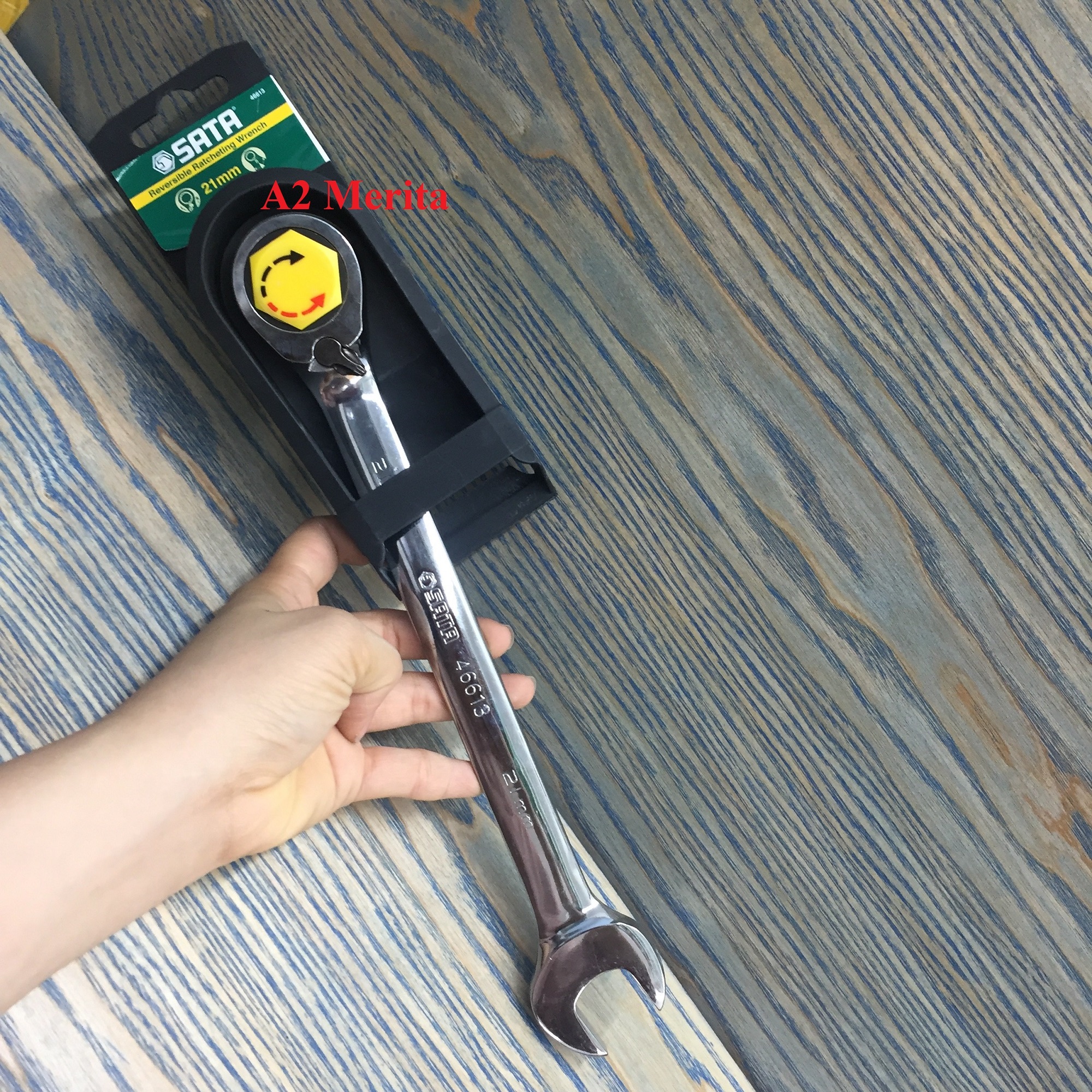 Cờ lê vòng miệng tự động đảo chiều sata 21mm 46613