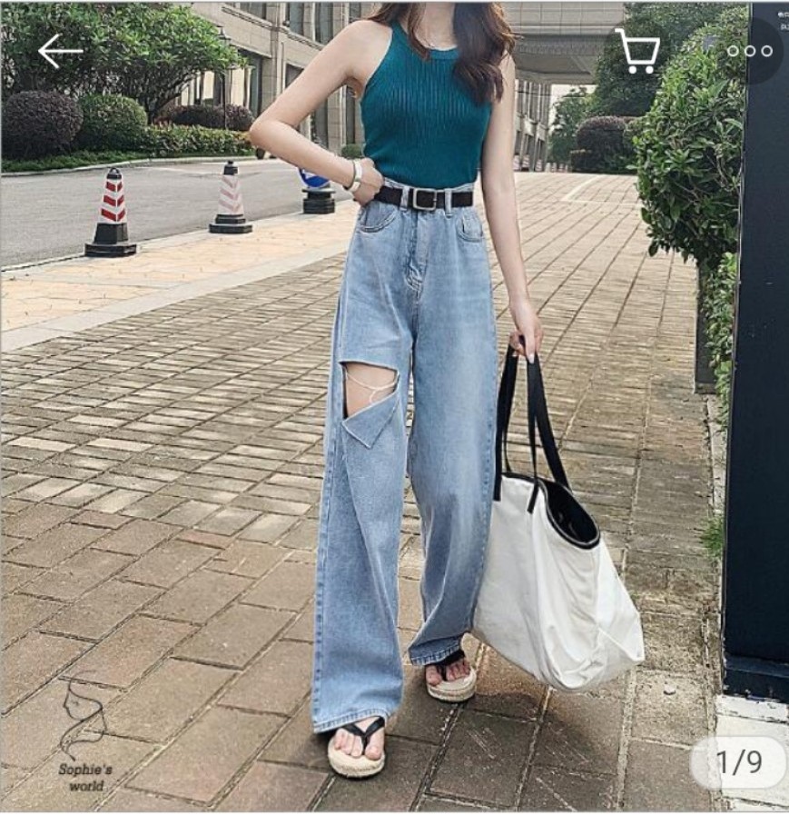 [HCM][ ĐỈNH CAO RÁCH!!! ] QUẦN JEAN ỐNG RỘNG NỮ CAO CẤP NITI DÀI RỘNG LƯNG SIÊU CAO MÀU XANH RÁCH CHỮ L NGAY ĐÙI CỰC HOT-NL12309