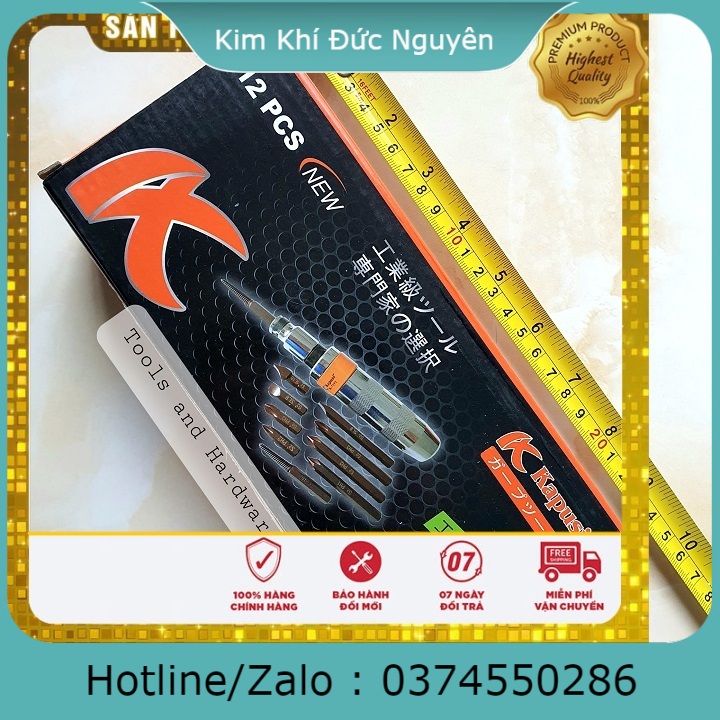 Bộ tô vít đóng tự động đảo chiều Kapusi Japan 12 chi tiết, bảo hành 12 tháng - Bộ tuốc nơ vít đóng Kapusi kim khí đức nguyên