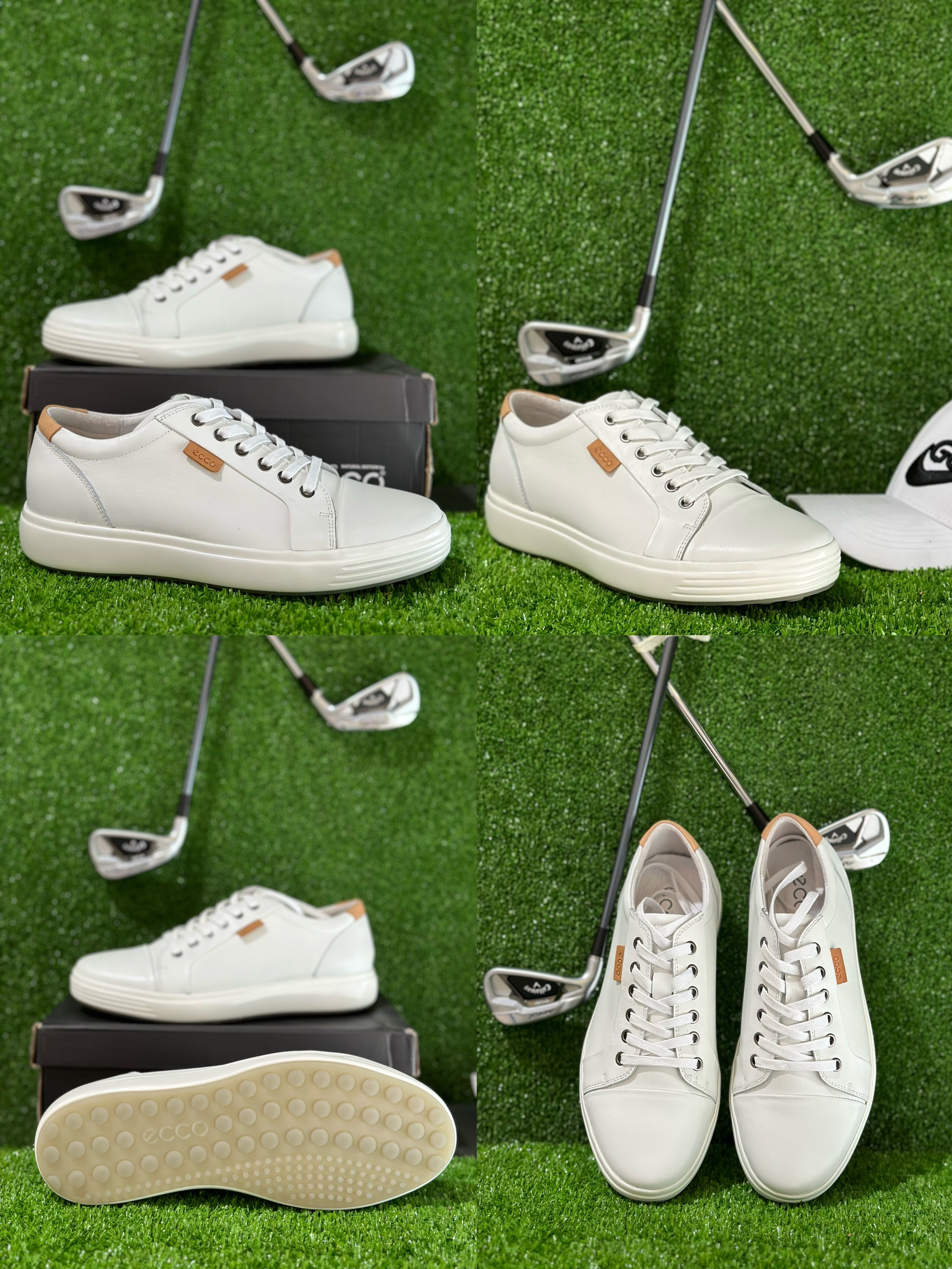 Giày Ecco Golf Đế Bằng Mặt Da Bò Cao Cấp Nam Full Box ( free ship + tặng kèm vớ )