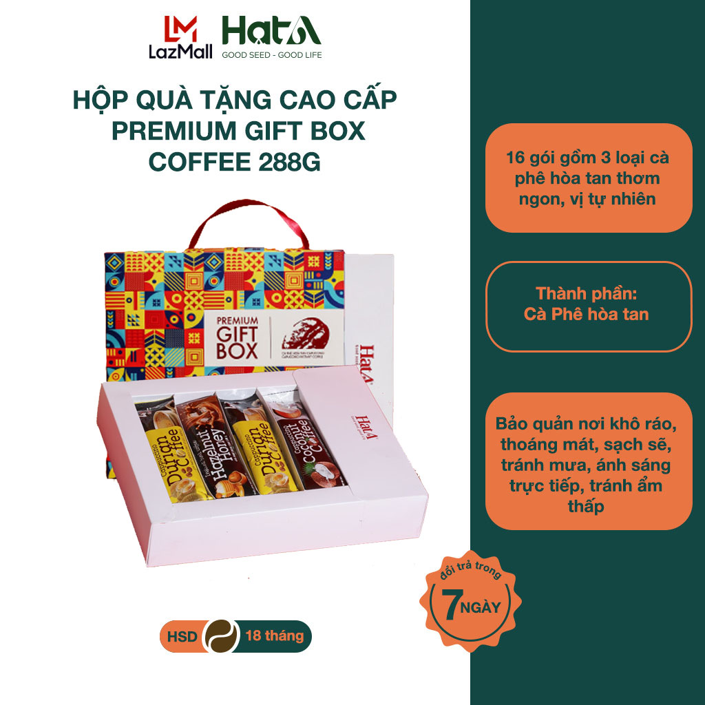 Hộp quà tặng cao cấp - Premium Gift Box Coffee-288g (16 gói gồm 3 loại cà phê hòa tan thơm ngon, vị tự nhiên)