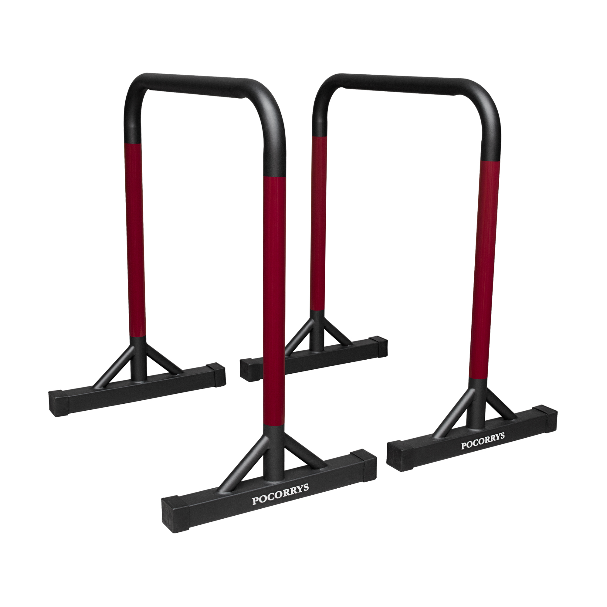 Xà kép Parallettes Dip cao 90cm, Pocorrys PAD-05, Màu đen sọc đỏ