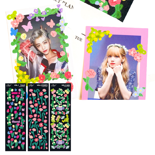 Tấm sticker hoa tulips decor toploader, trang trí