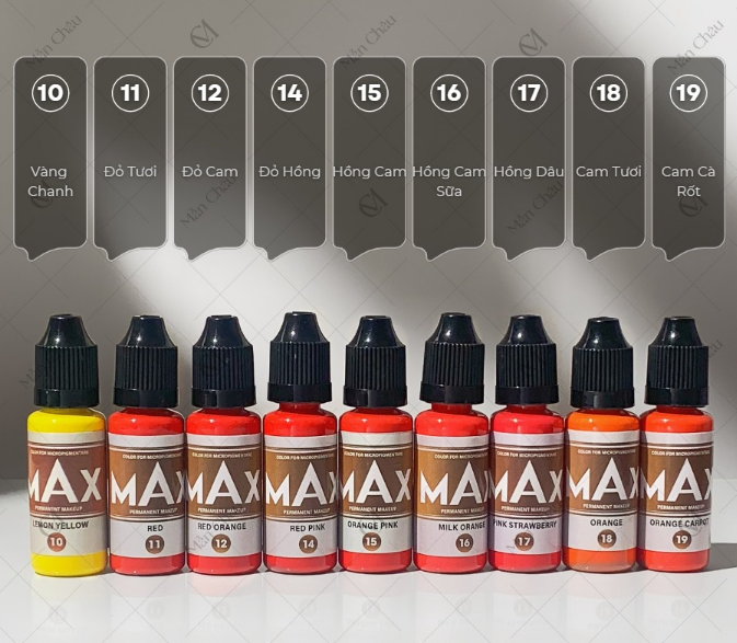 Mực phun môi hữu cơ Max chuẩn chính hãng Thảo Vũ chai full 12ml