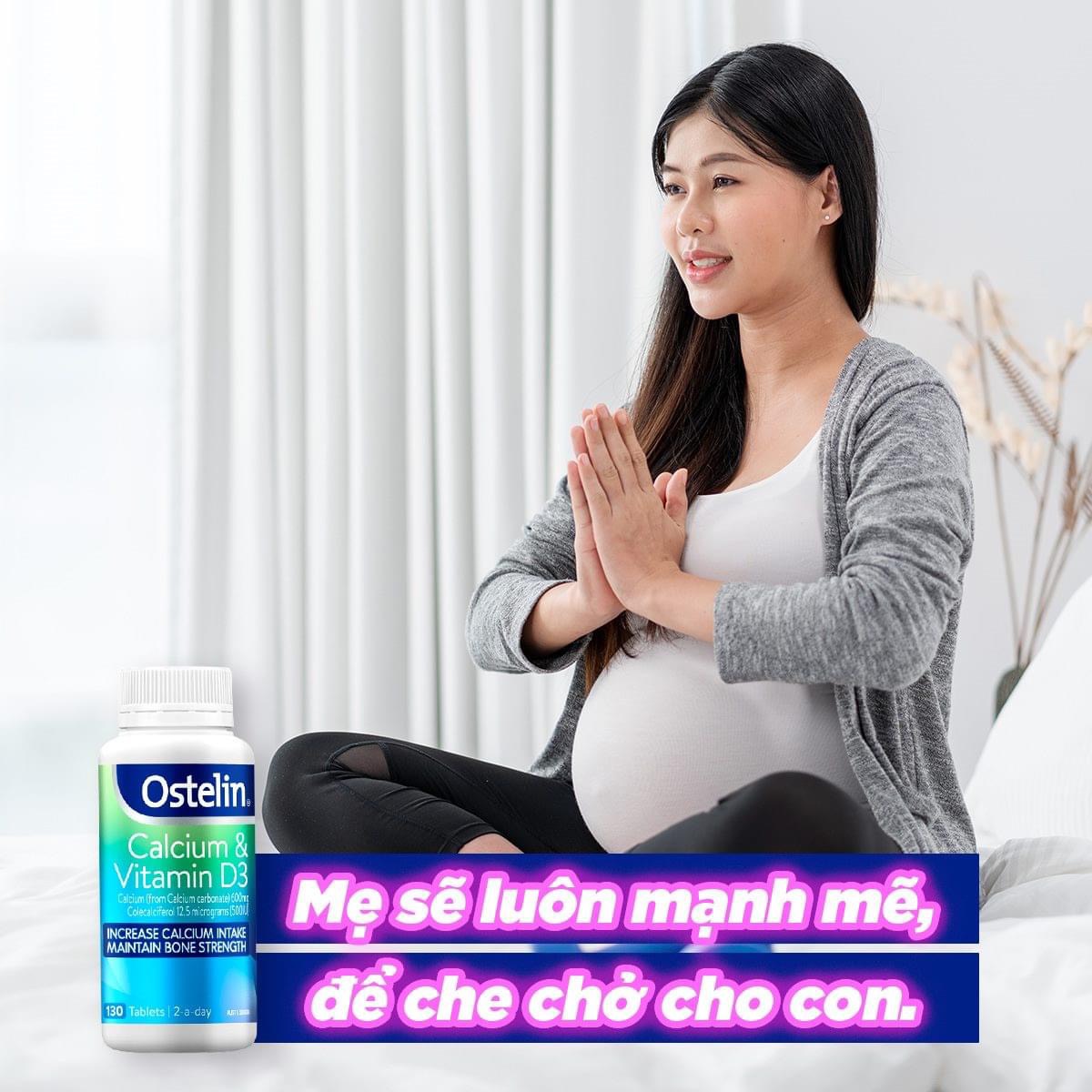 Bổ sung canxi Ostelin Calcium & Vitamin D3 – Canxi cho bà bầu Vitamin D 130 viên nội địa Úc  quatangme-com-vn