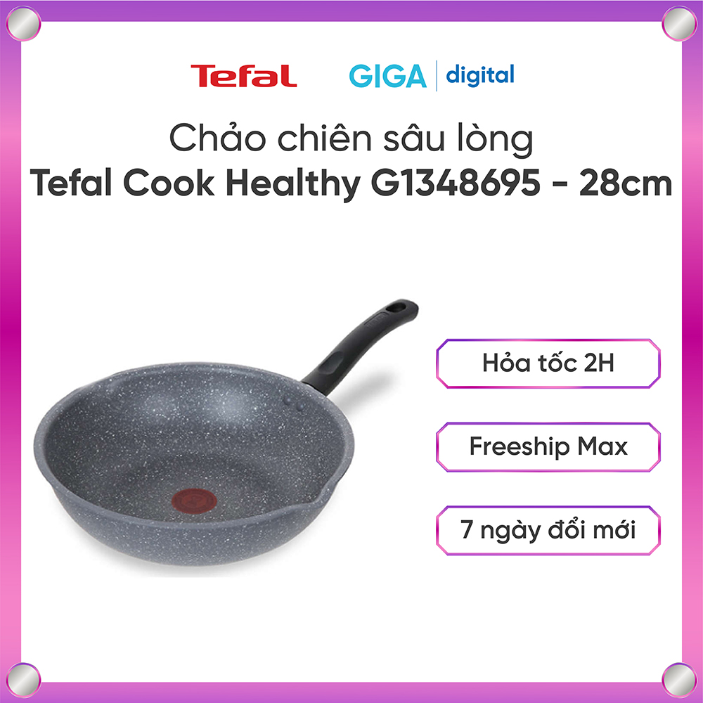 Chảo Tefal G1348695 | Chảo chiên sâu lòng 28cm | Chảo chống dính vân đá Titanium | Chảo bếp từ | Tay cầm cách nhiệt | Chính hãng