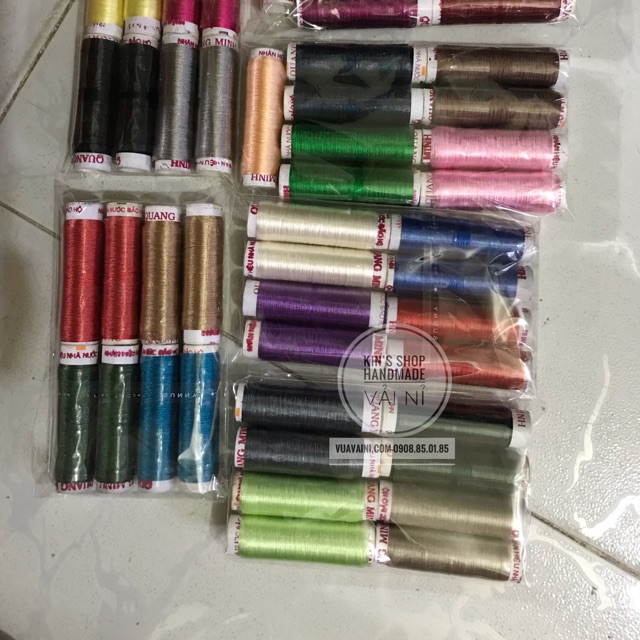 Chỉ thêu bóng cuộn hơn 200m thêu tay và thêu máy màu sắc đa dạng sợi chỉ thanh mảnh bóng đẹp - Kin's Shop Handmade