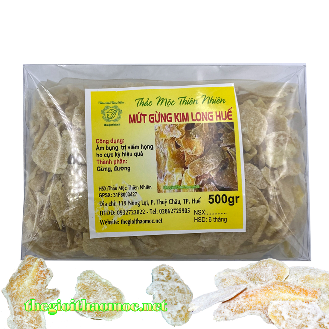 Mứt gừng Kim Long Huế đặc biệt - đặc sản xứ Huế - hộp 500 gram