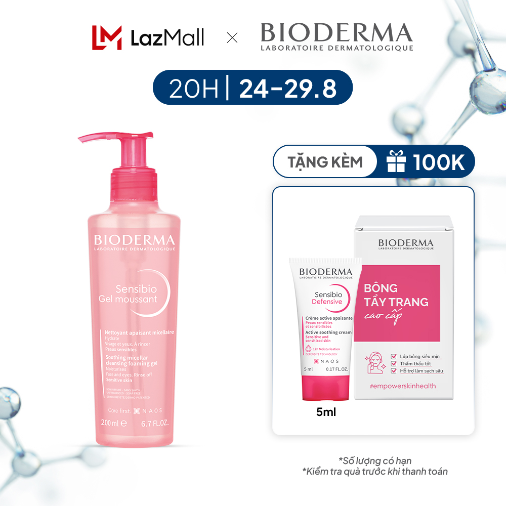 Gel rửa mặt tạo bọt cho da nhạy cảm Bioderma Sensibio Gel Moussant - 200ml