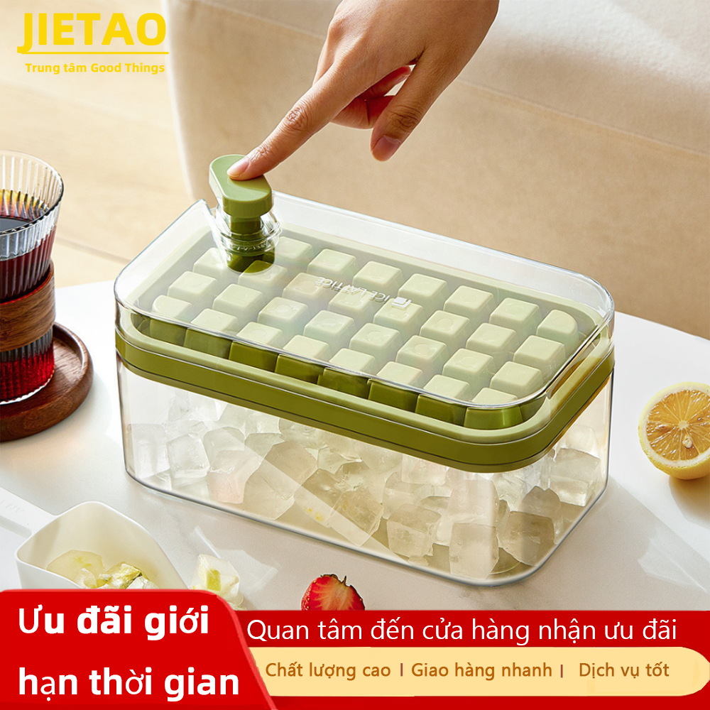 Jietao hộp khay làm đá thông minh 64 viên chất liệu silicon an toàn với sức khỏe