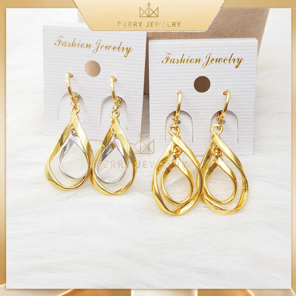 Bông Tai Dáng Dài Đính Đá Nhân Tạo, Khuyên Hoa Tai Titan Xi Mạ Vàng Phong Cách Hàn Quốc Vô Cùng Nữ Tính | Berry Jewelry B25V6