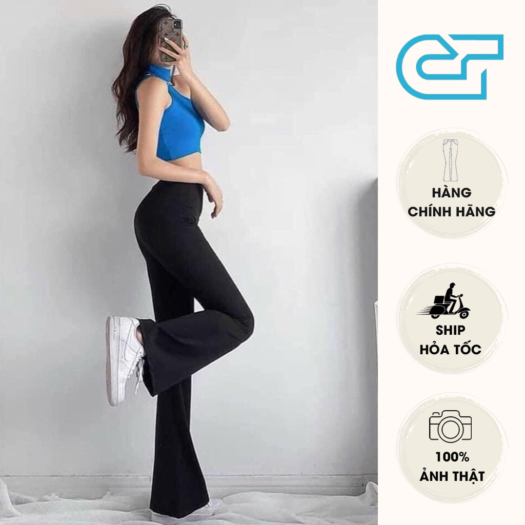 Quần legging ống loe - Quần ống loe dáng dài trùm gót chất liệu cotton Hàn chống nhăn CP17, CT JEANS