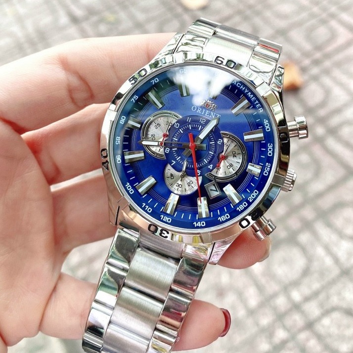 Đồng hồ nam dây kim loại 0RIENT 6 kim size 44mm màu WHITE đồng hồ nam chống nước đồng hồ nam cao cấp