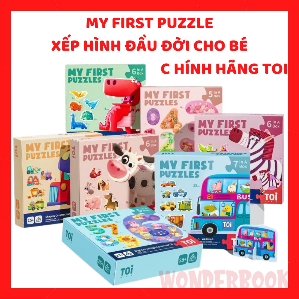 Bộ XẾP HÌNH PUZZLE ĐẦU ĐỜI cho bé 2+ My first puzzle nhiều chủ đề đồ chơi thông minh ghép hình chính hãng TOI