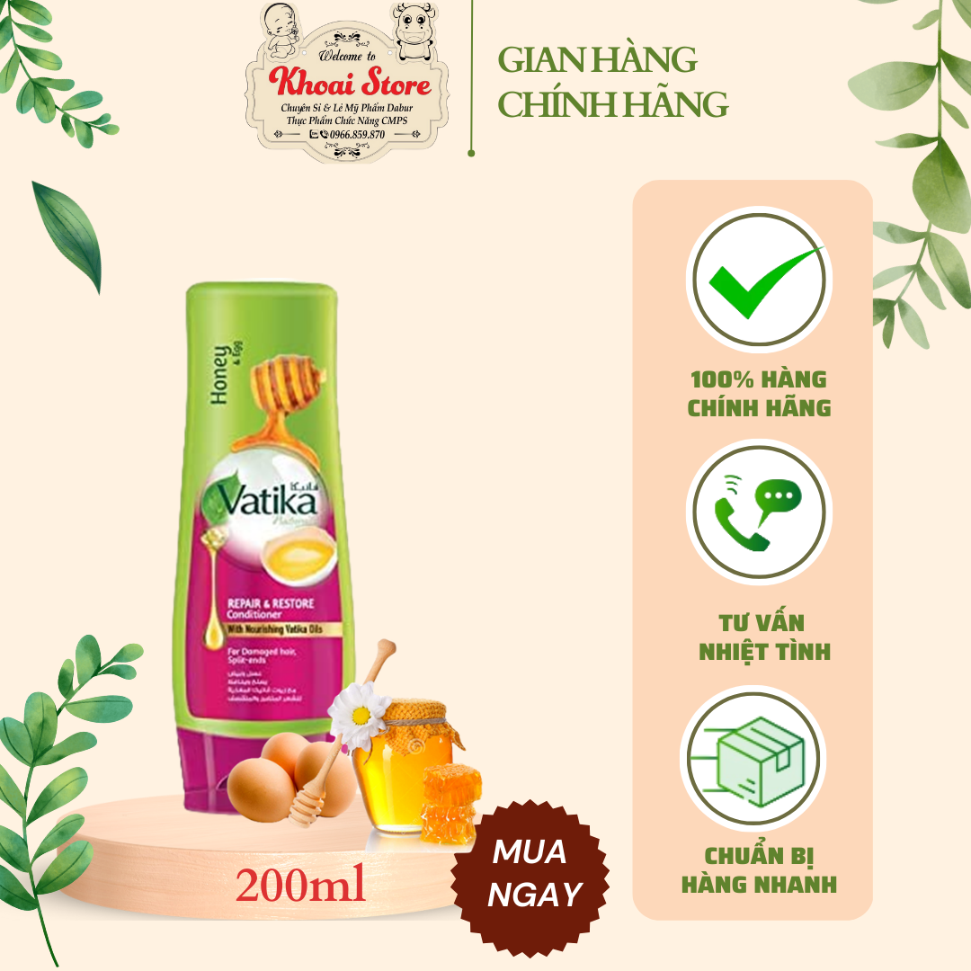 Dầu xả phục hồi hư tổn dabur vatika 200ml