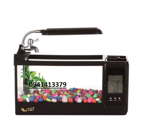 Bể Cá Mini Jeneca TG 03 Kiêm Đồng Hồ Để Bàn Siêu Dễ Thương (có tặng kèm đá )