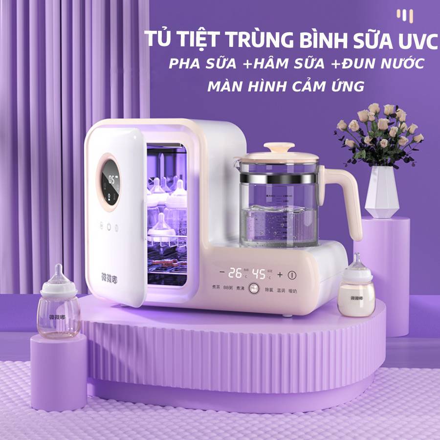 Máy tiệt trùng bình sữa sấy khô UVC -Máy bảo quản kết hợp pha sữa, hâm sữa và đun nước