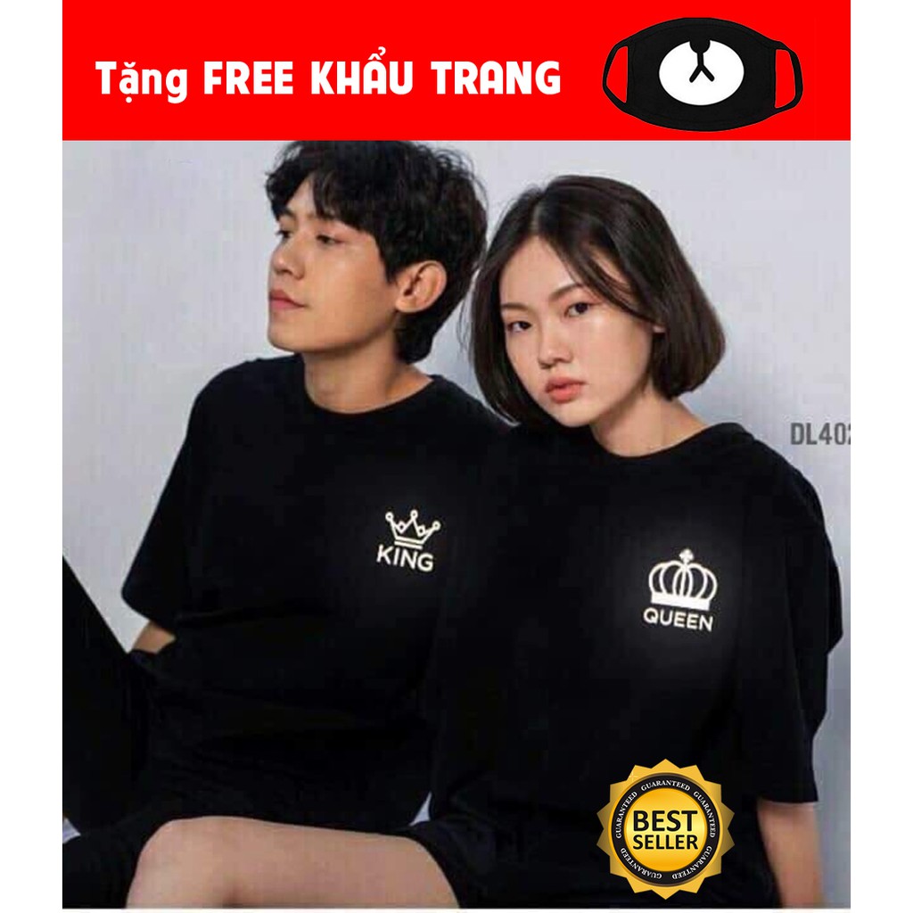 Mẫu áo đôi áo cặp cute in phản quang King Queen cưc HOT nhất giá rẻ đẹp - Tặng khẩu trang Gấu kute