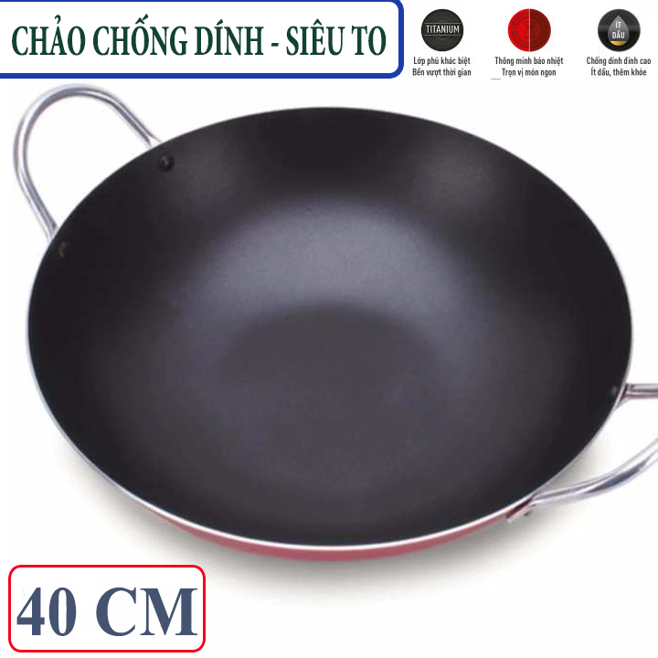 [CHẢO TO - KHỔNG LỒ 40 CM_PL] Chảo 2 quai sâu lòng chống dính size 40 cm/Chảo KyOFa Cao Cấp dày to/Chảo chiên xào loại lớn