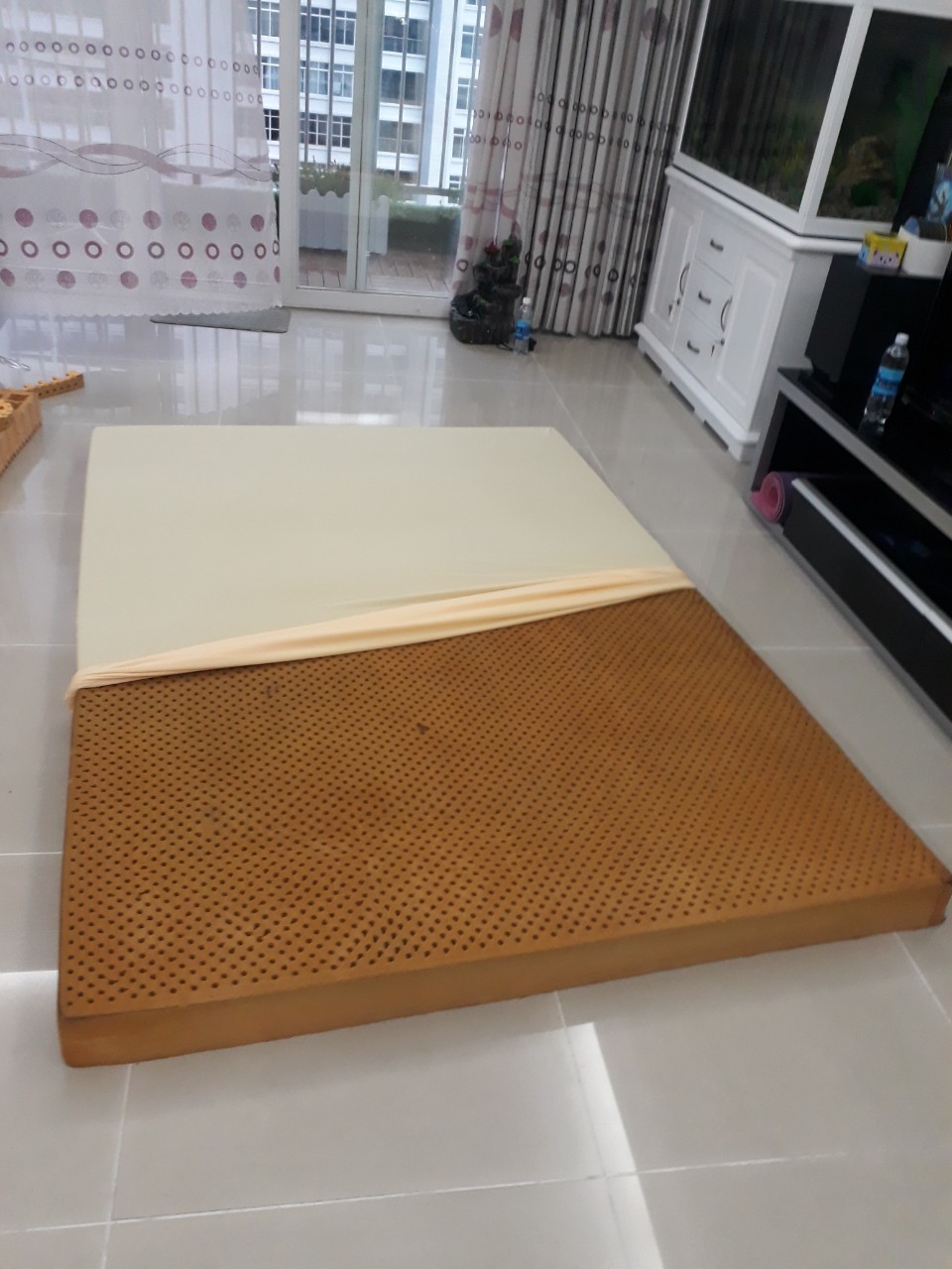 [HCM]Áo nệm vải thun trơn KT 1m6 x 2m0 x 20cm bọc 2 mặt co giãn 4 chiều có khóa kéo có 3 màu lựa chọn