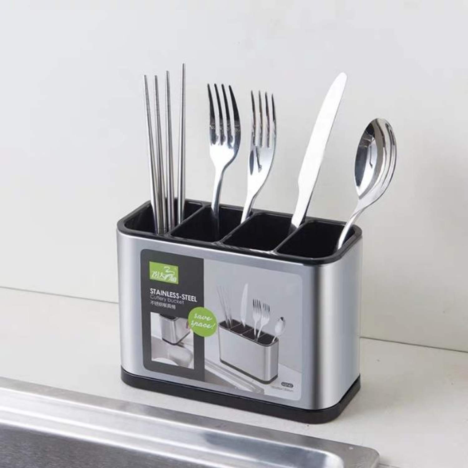 Ống cắm đũa thìa inox cao cấp 4 ngăn 2740