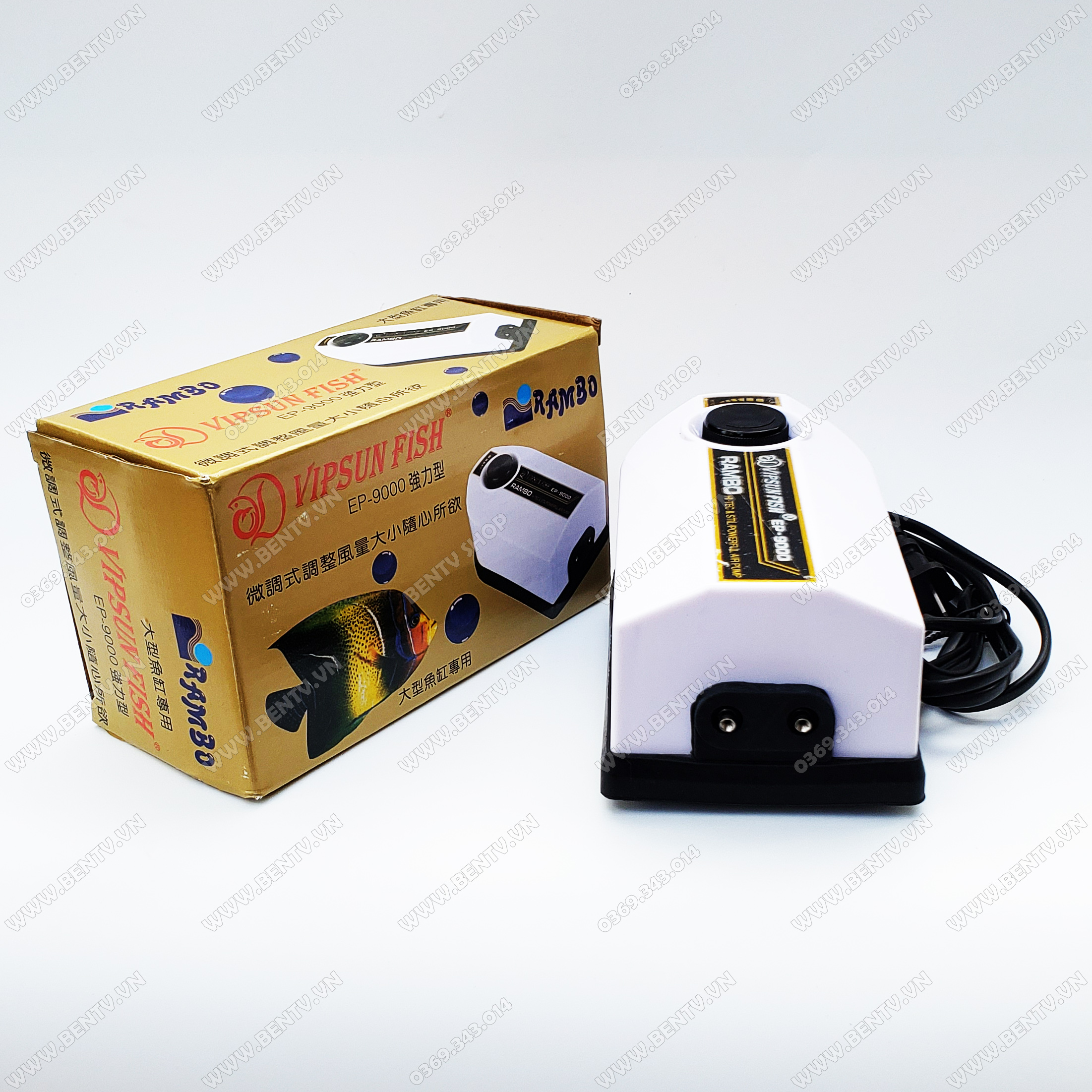 Máy sủi khí oxy 2 vòi rambo ep-9000 - tặng dây và đá sủi