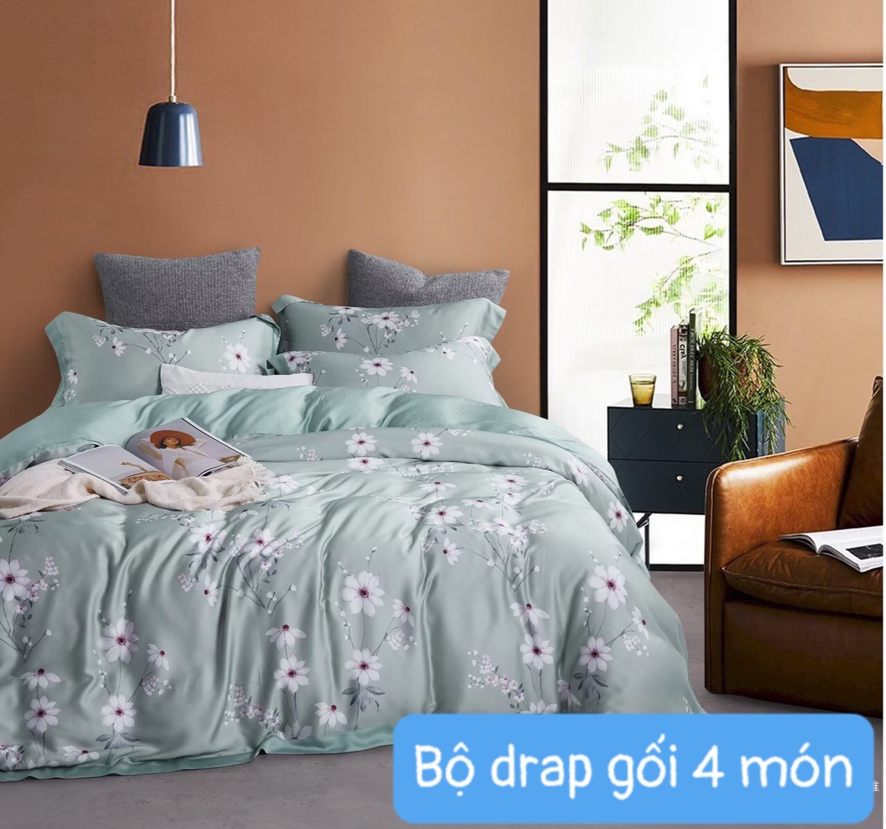 [HCM]Bộ drap gối Tencel vải nhập Hàn Quốc đỉnh cao mát  mềm mại { drap và 3 áo gối}