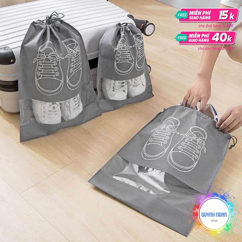 Túi đựng giày dép đa năng chống bụi chống nước dây rút tiện dụng size 44 x 32