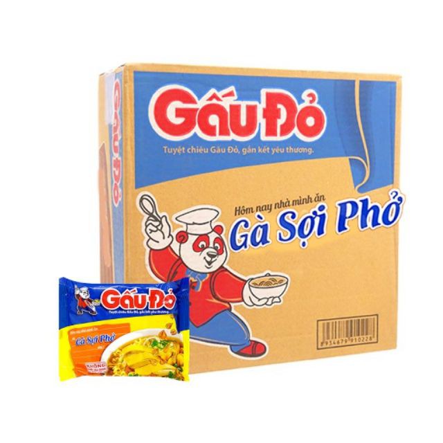 Mì gấu đỏ gà sợi phở thùng 30 gói x 64g