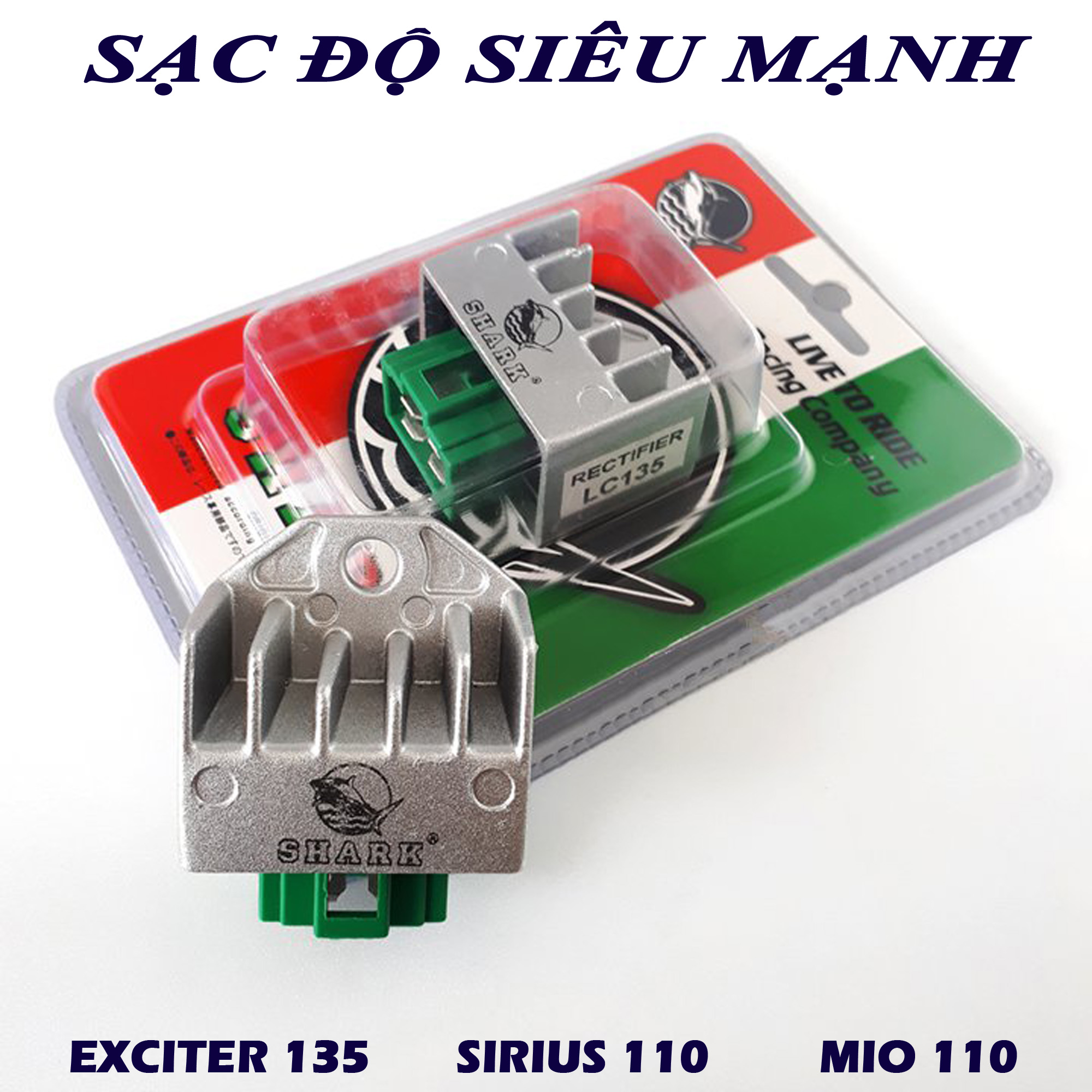 Sạc độ siêu mạnh cho Exciter 135, Sirius 110 Mio 110 Xăng cơ - Shark Malaysia