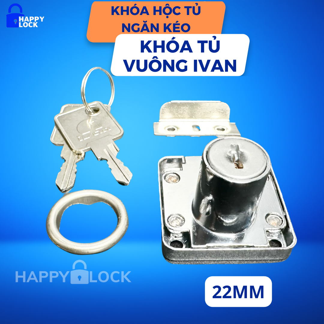 Khóa ngăn kéo vuông hiệu Ivan. Khóa hộc tủ ngăn bàn, tủ cánh locker tiện lợi cho văn phòng hay nhà cửa