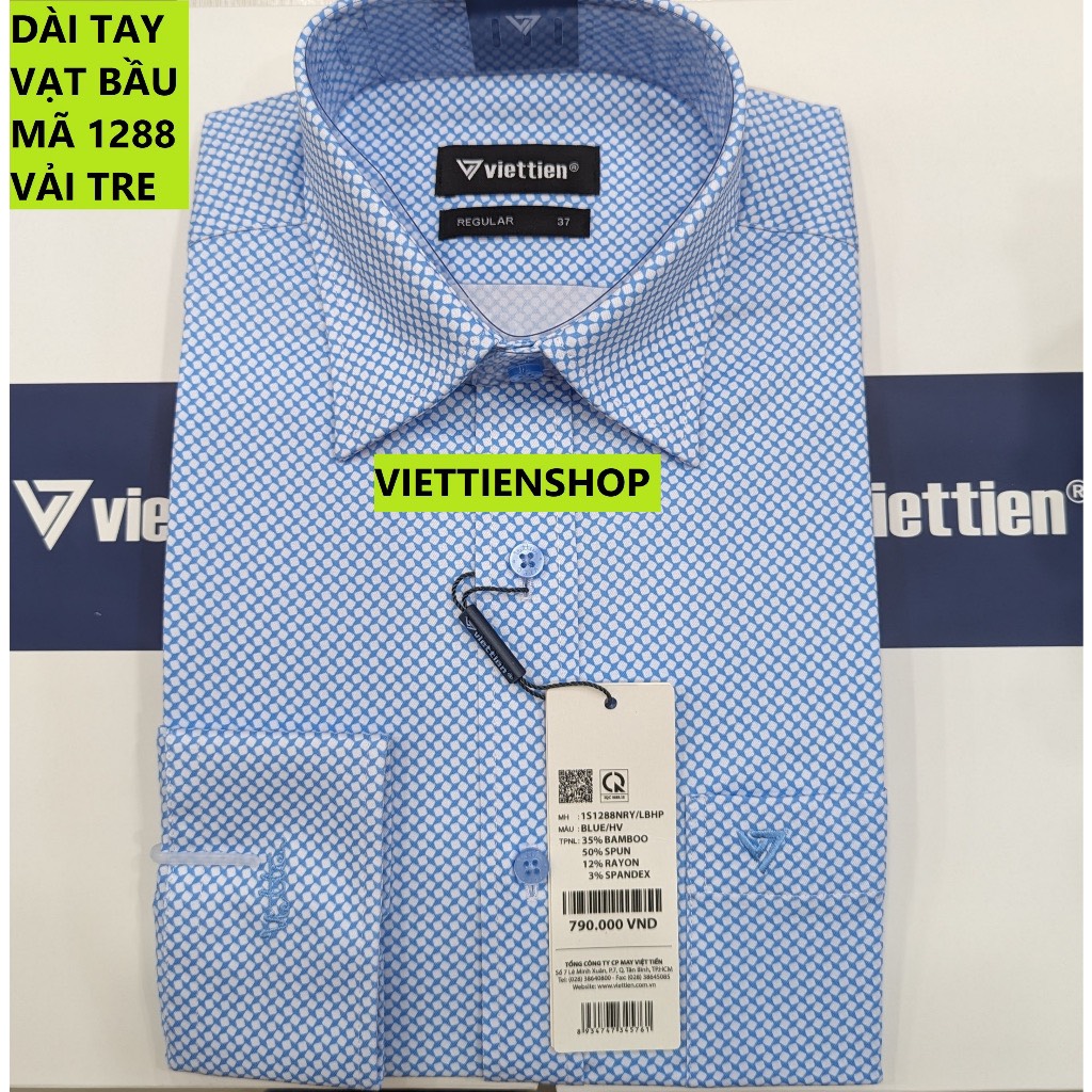 Áo sơ mi việt tiến dài tay vải tre hoa văn