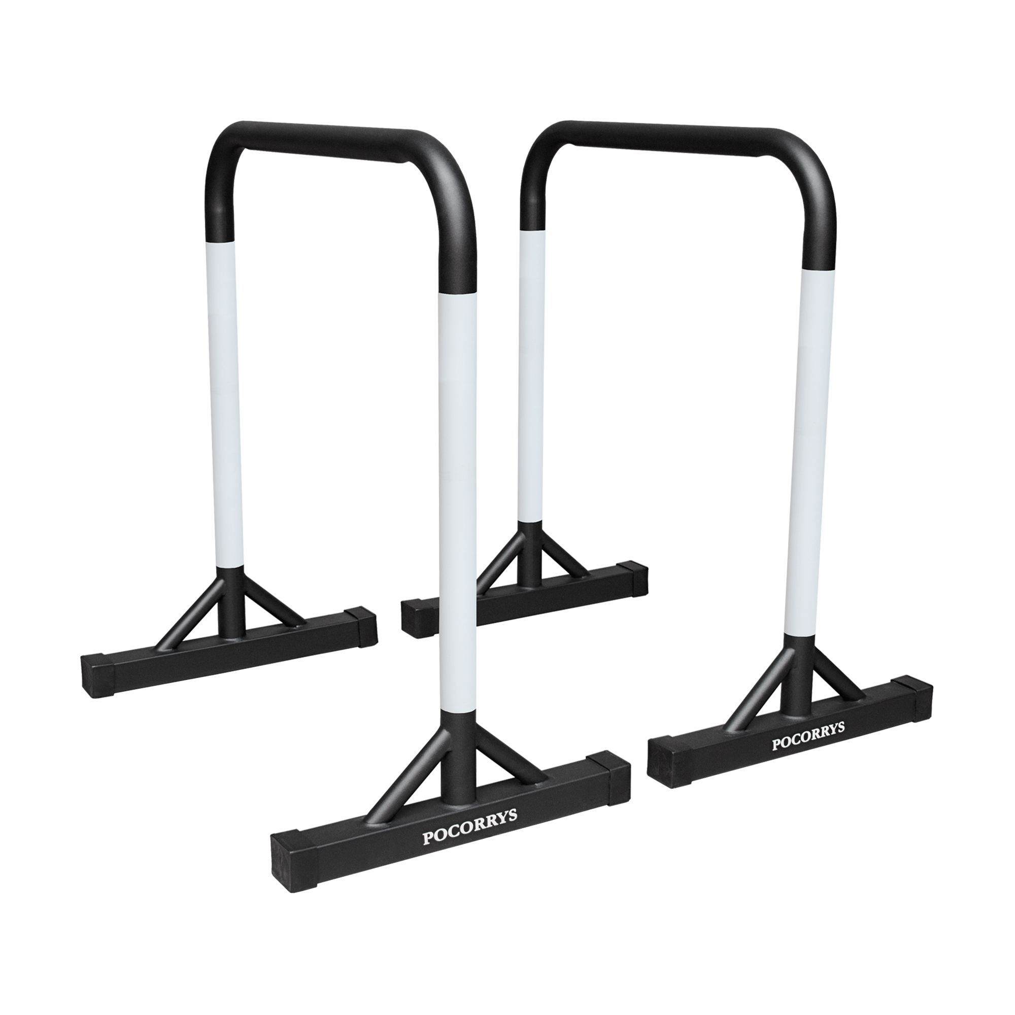 Xà kép Parallettes Dip cao 90cm, Pocorrys PAD-06, Màu đen sọc trắng