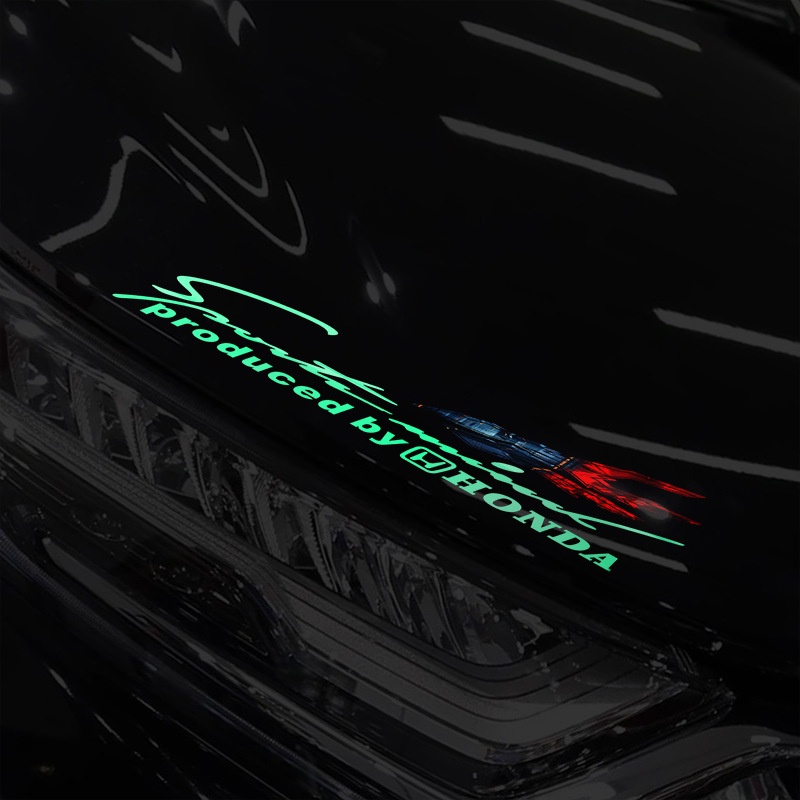 Tem Decal Laser Dạ Quang Phát Sáng Dán Trang Trí Xe Ô Tô Dòng Chữ "Sport mind - Produced By Sports" 