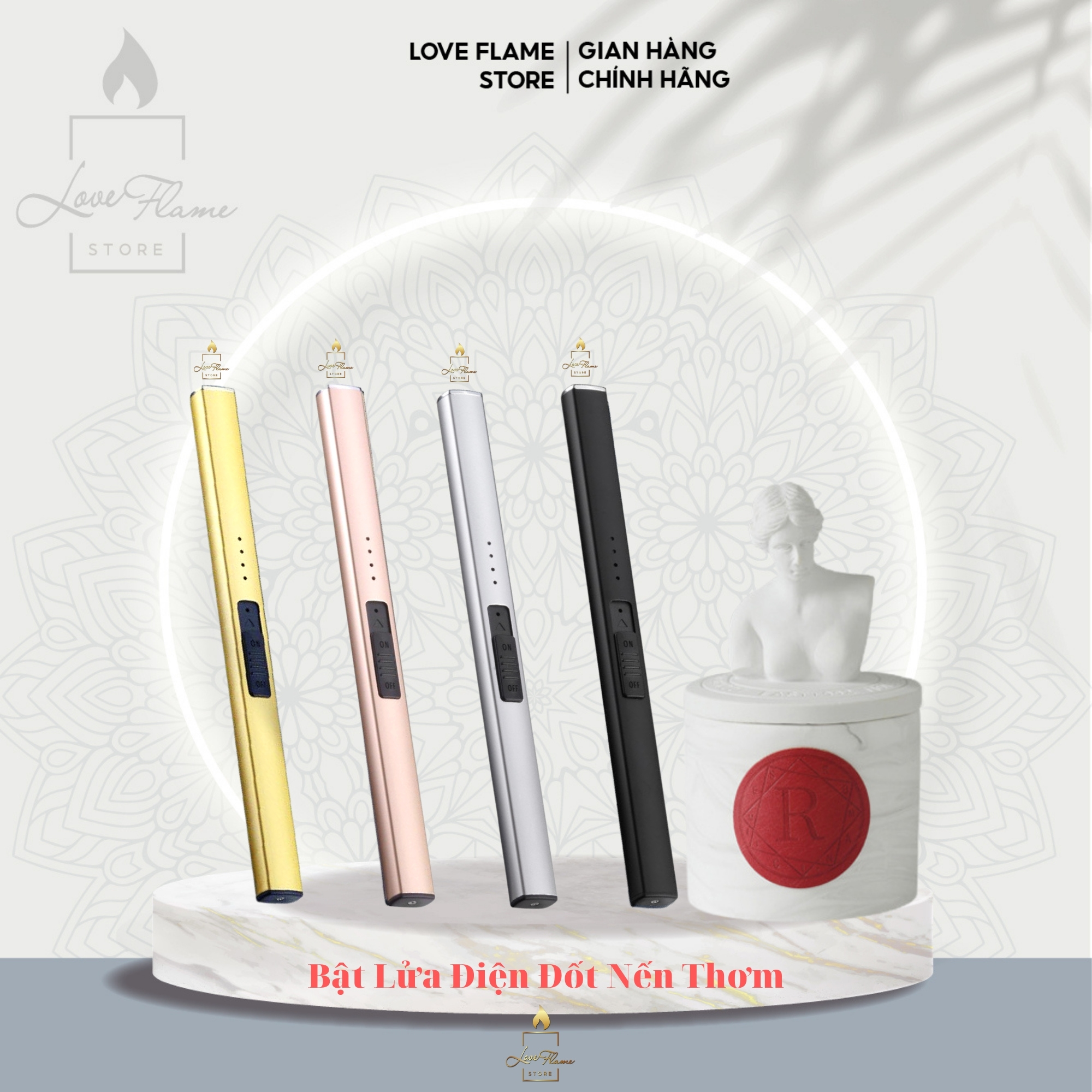 Phụ kiện đốt nến usb dụng cụ thắp nến tiện dụng an toàn bật điện hiển thị pin chuyên dụng cho người chơi nến thơm - kèm dây sạc
