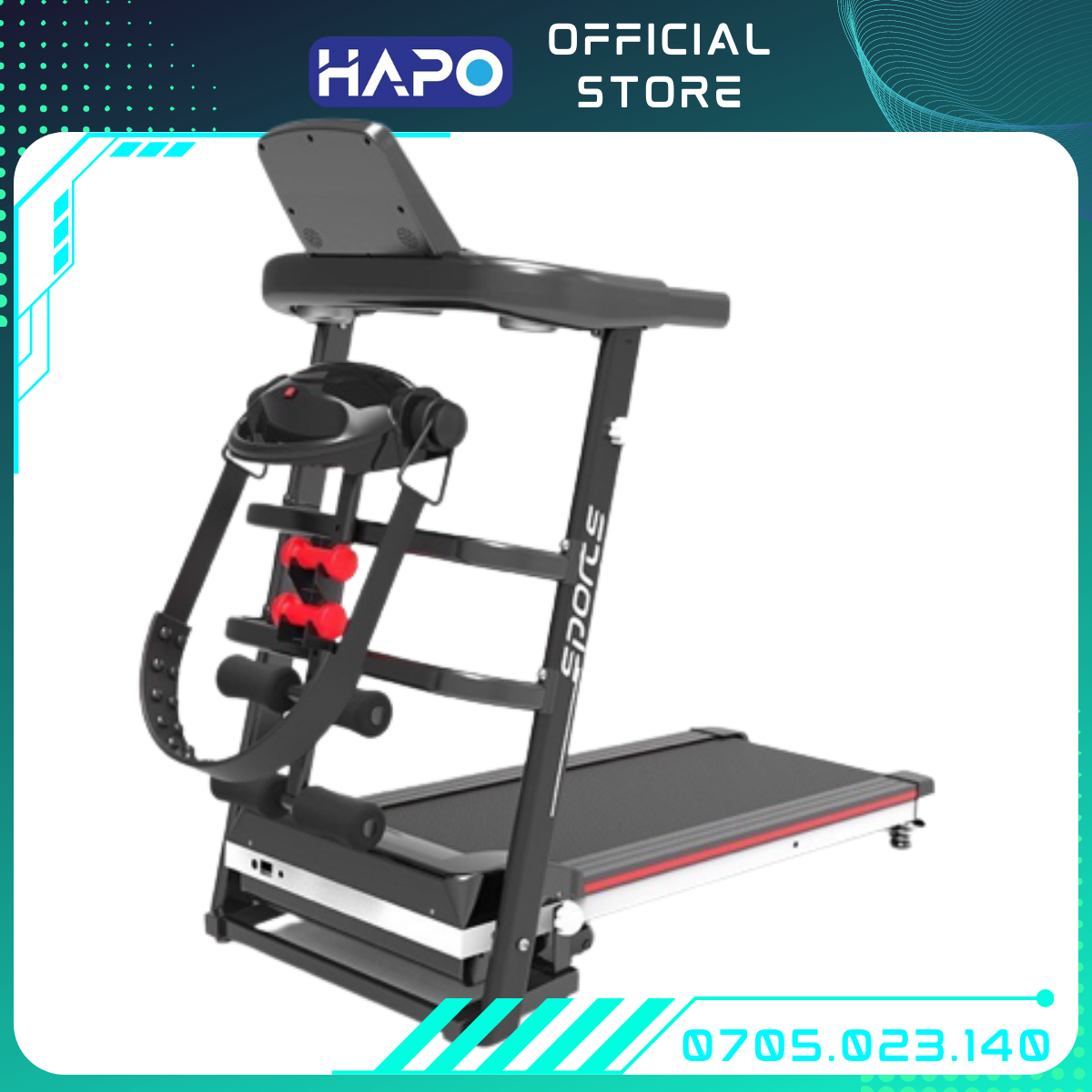 Máy chạy bộ đa năng A7S Sport, máy tập thể dục thể thao tại nhà, tập cơ bụng tay, màn hình LCD 4.0 INCH hiển thị thông số tập luyện