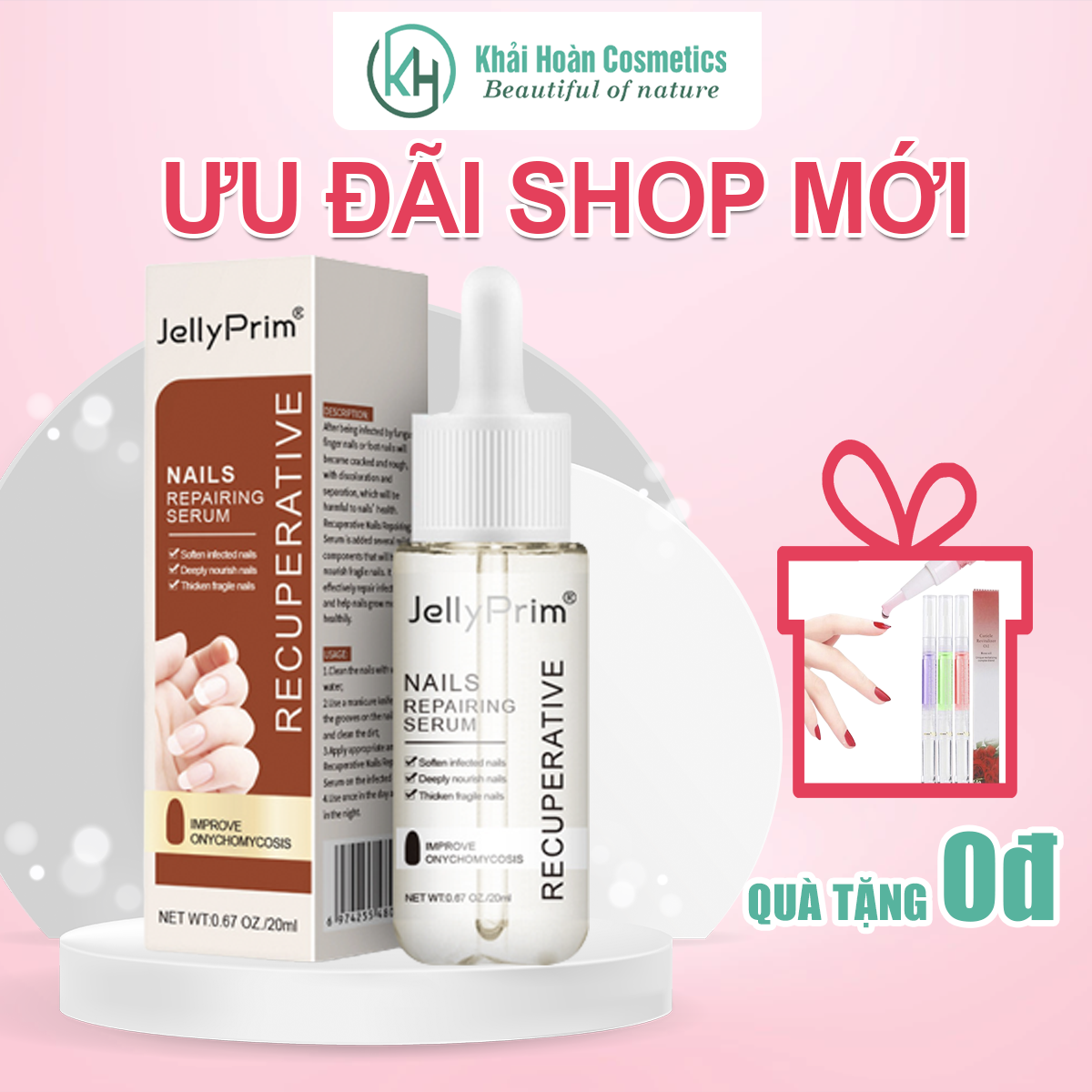 Tinh chất phục hồi móng tay và móng chân Jelly Prim dưỡng móng phục hồi móng nấm - móng hư tổn