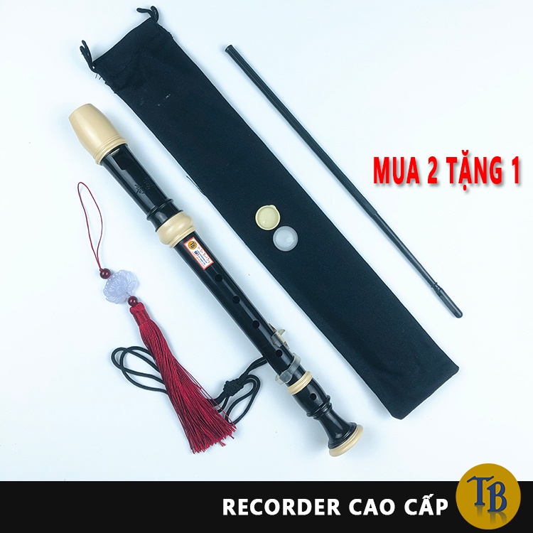 Sáo recorder tone đô 6, 8 lỗ màu đen, màu kem âm chuẩn, sáo dọc cho mọi lứa tuổi - thanh tùng