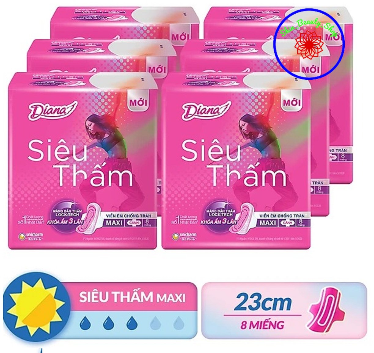 Combo 6 gói Băng vệ sinh Diana Maxi siêu thấm dày có cánh