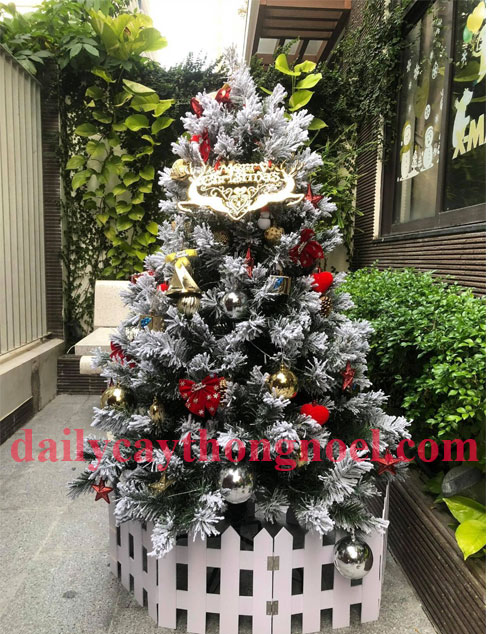 Cây thông noel 3 lá phủ tuyết 1m5 - Cây thông giáng sinh đẹp - Cây tán dày chắc chắn sang trọng