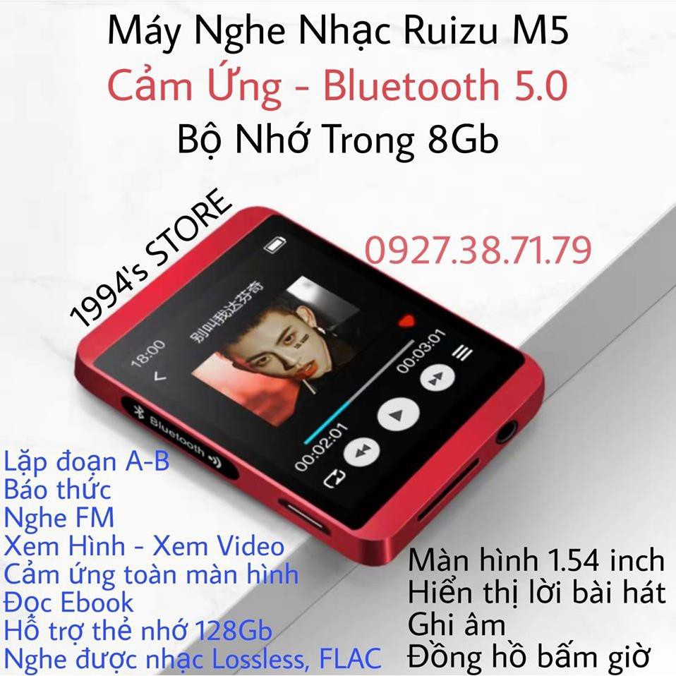 Máy nghe nhạc mp3 ruizu m5 bluetooth 5.0 - 8gb bộ nhớ trong - tặng kèm tai nghe hifi